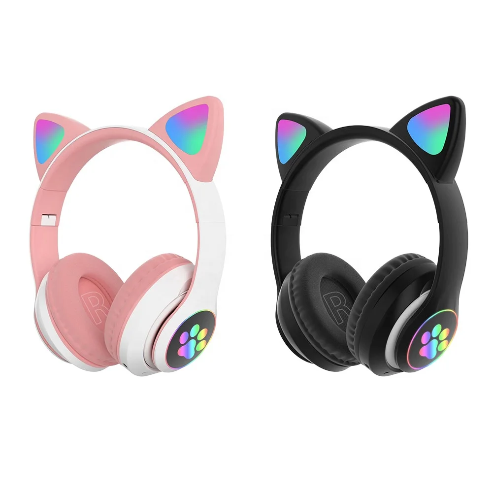 

Flash LED Kid Girl Cute Cat Earphones Headphones Blutooth Headphone with Microphone Unicorn Bracelet Phone Gaming Headset Gift, Colorful