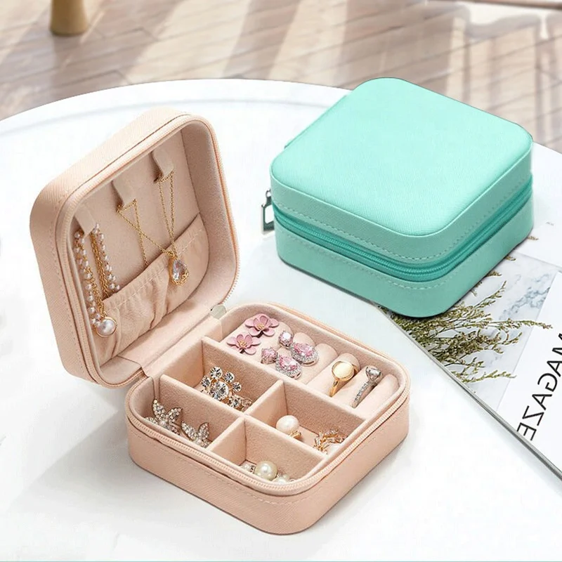 

Jewelry Organizer Display Travel Jewelry Case Boxes Travel Portable Jewelry Box Leather Storage Organizer Earring Holder