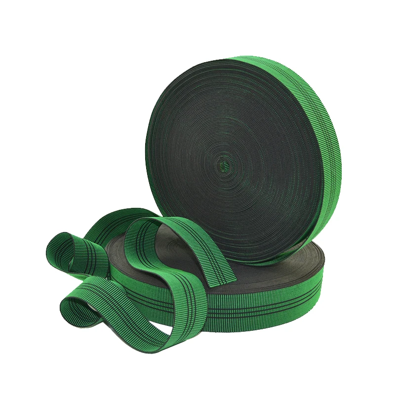 

low price sofa elastic webbing, green and black color, 5cm width