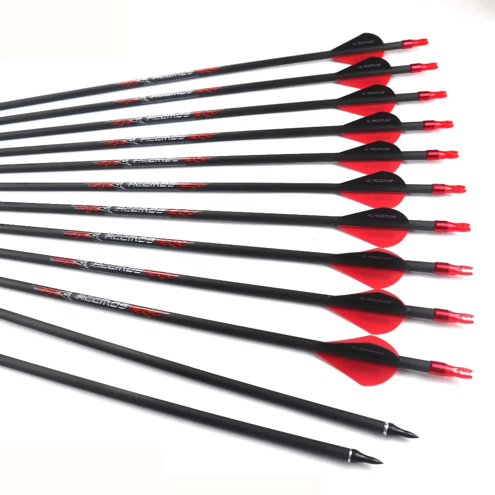 

ID 6.2mm Archery Pure Carbon Arrow Spine 600 700 800 900 For Compound/ Recurve Bow and arrow hunting and Shooting Red/Black