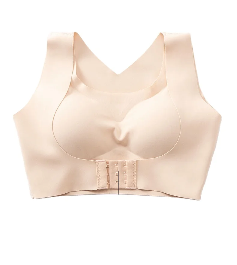

Wholesale Shape Wear Adjustable Front Hook Loop Smooth Nylon Posture Corrector Bra, Black, beige