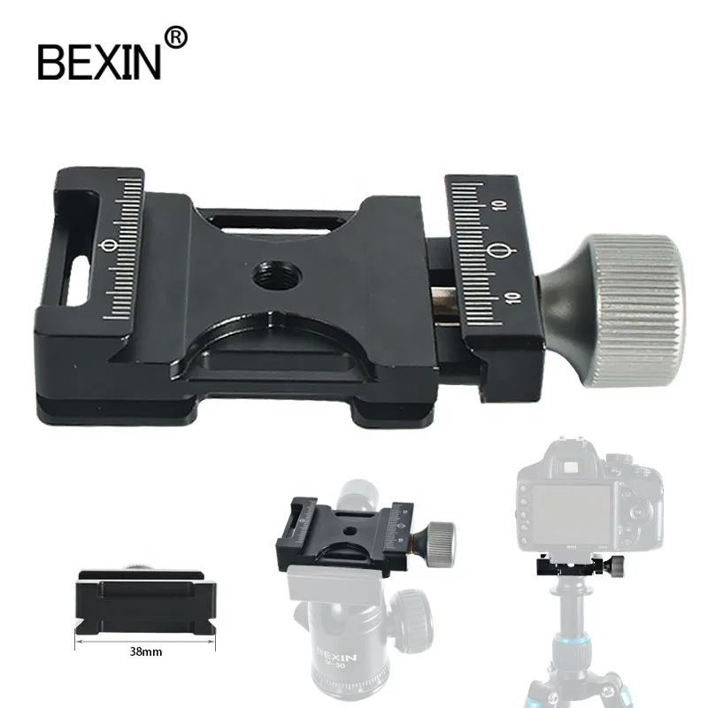 

BEXIN Quick Release Plate Clamp Video SLR Camera Shoulder Strap Seat Belt Clamp Adapter Tripod Head Clamp clip for Arca Swiss, Black