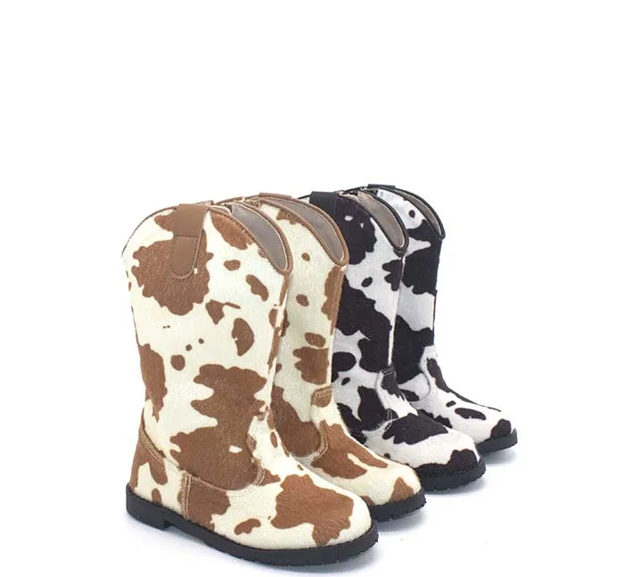 

cow print western cowboy shoes winter snow boots for kids girl