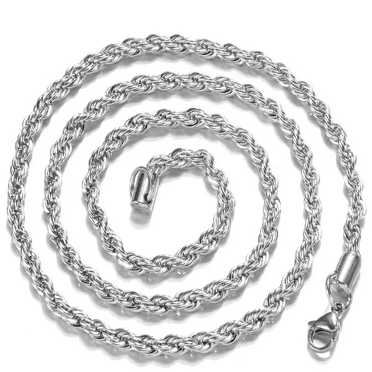 

European Hotselling Wholesale 2mm 925 Silver Twisted Chain Necklace, As picture show