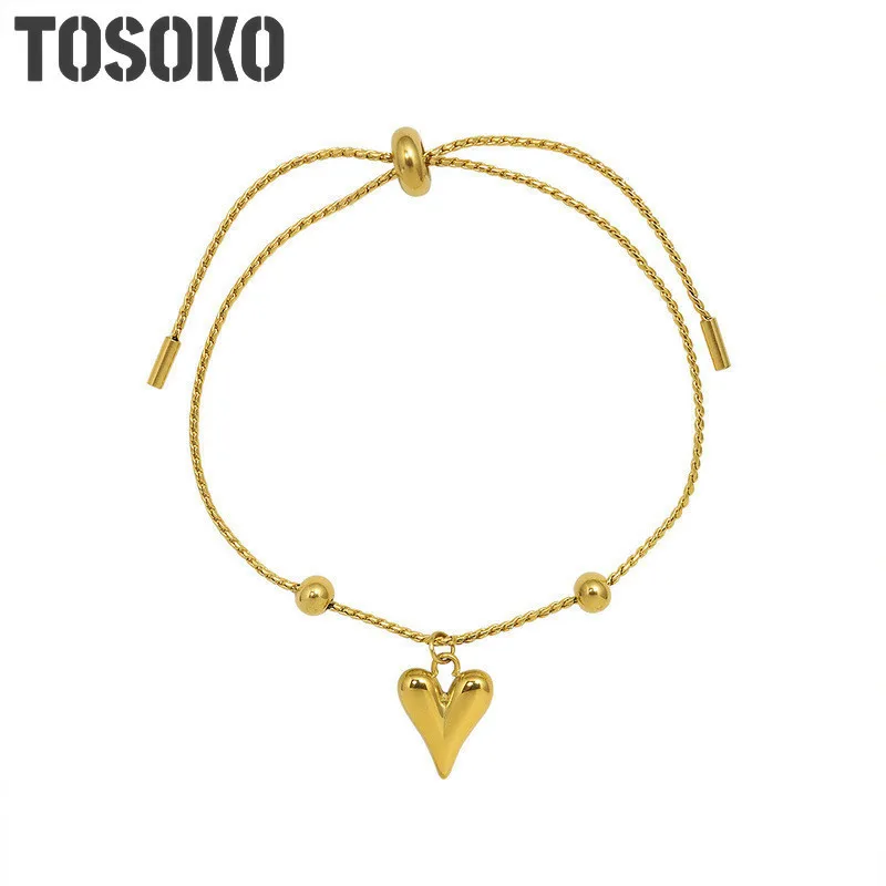 

Stainless Steel Jewelry Peach Heart Pendant Pull Clasp Handle 18K Golden Women's Sweet Bracelet BSE264
