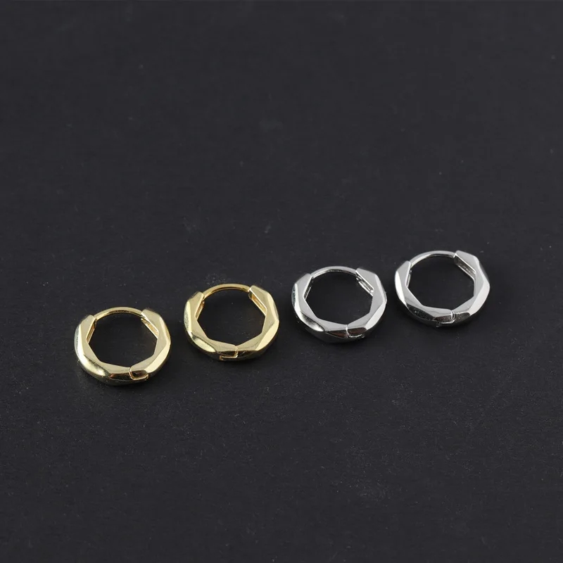 

E05183 9mm stud earrings 925 sterling silver high quality gold plated earrings geometric hoop earrings for women, Gold platinum