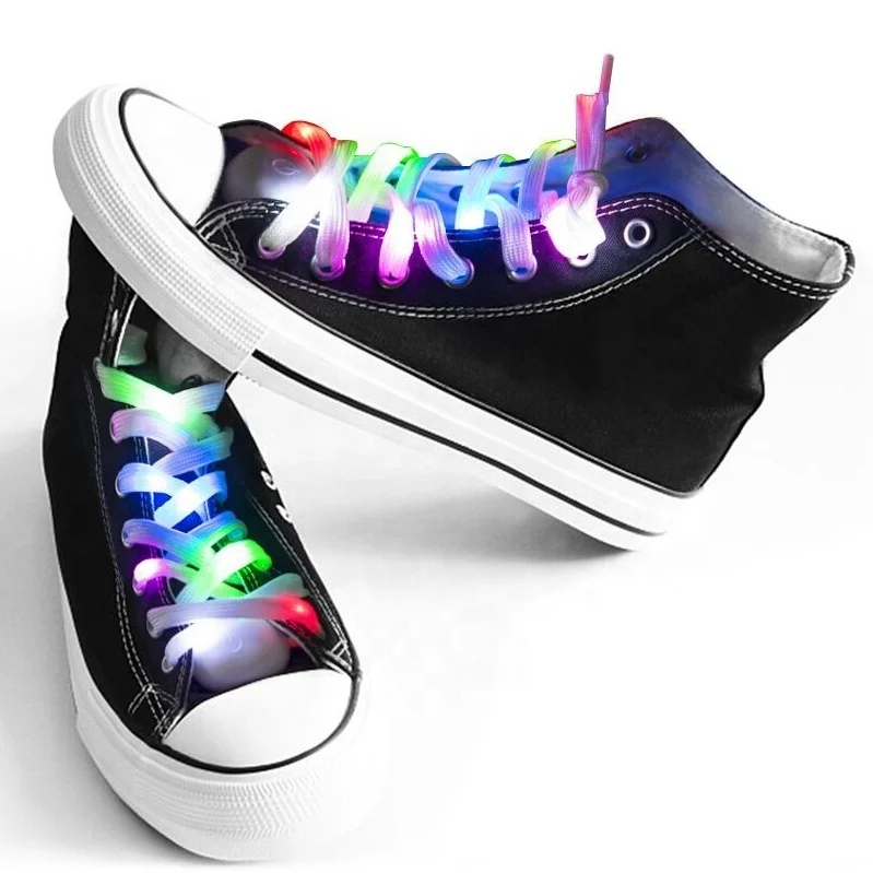 

8mm Flat Glow The Dark Luminous Glowing Laces Light Nylon Led Shoelace, Picture color or custom color