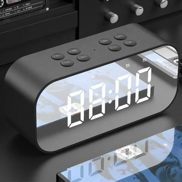 office desk clock Mirror with bluetooth speaker FM radio TF card music alarm clock electronic digital LED light desk table clock