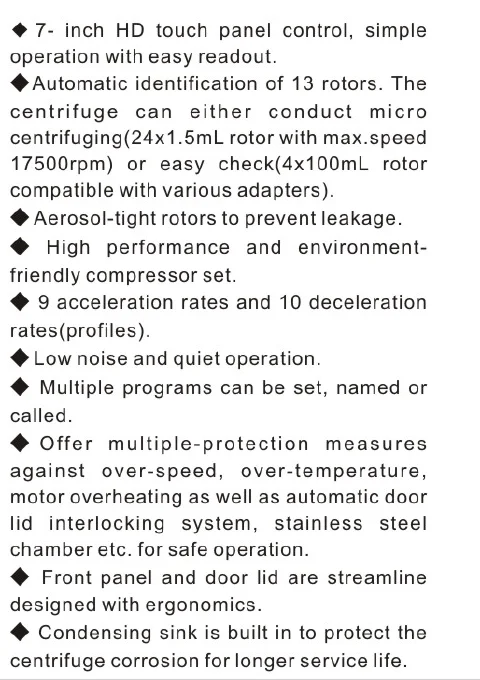 High Speed PCR Centrifuge 17500r/min 29302xg with 6x50ml Angle Rotor for Laboratory Use