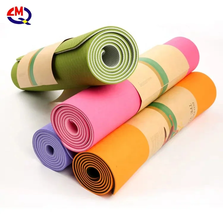 

6mm natural rubber tpe yoga mat thick non-slip female fitness yoga mat for women, Blue/black/light blue or custom