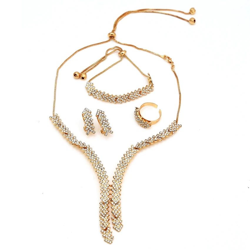 

2019 New Necklaces Earrings 18K Gold Plated fashion Jewelry Set two-tone