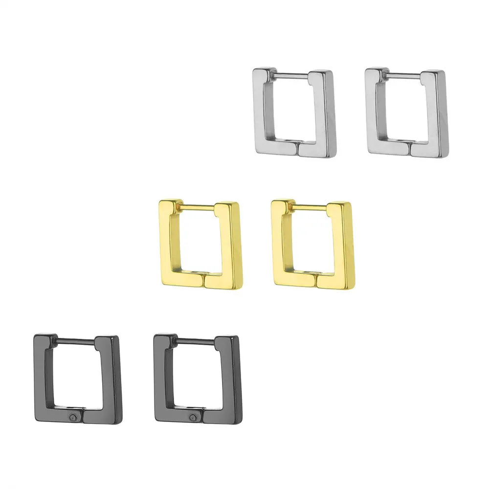 Accessories acero inoxidable Pvd Stud Hot sale stainless steel earring rectangle shape earring for men