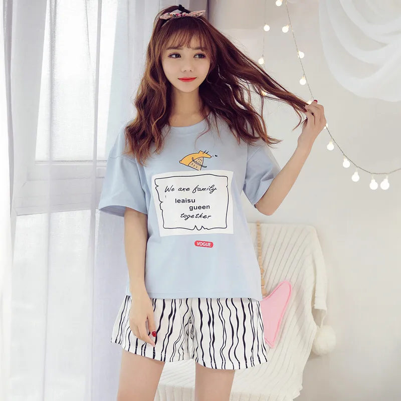 

Baju Tidur Wanita cartoon cute Leisure Wear Cheap Gecelik Pajama Set Pijamas Por Mayor Sleepwear