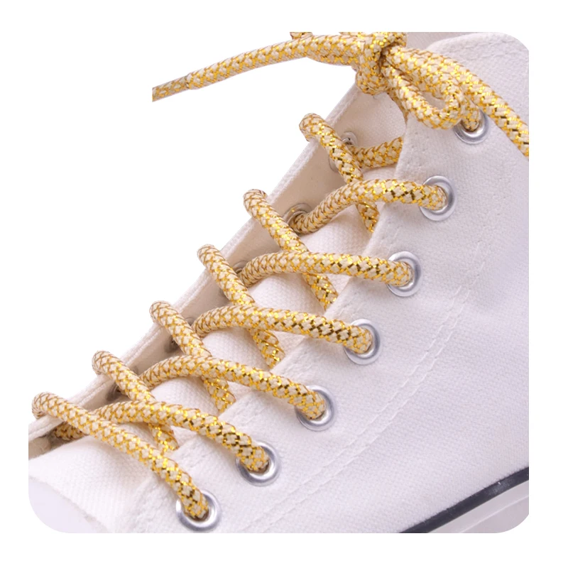 

Weiou Manufacturer Black And Gold Rope Laces Sneaker Metallic Yarn Polyester Round Hiking Boot Laces Casual Sports Shoelaces, Customized