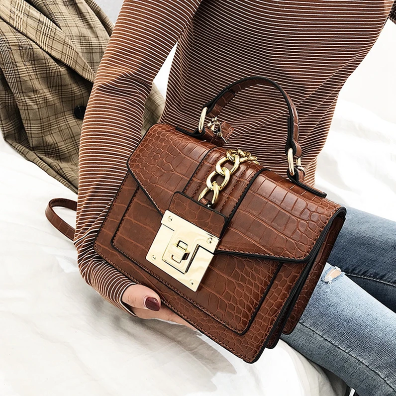 

XP1306 temperament trend crossbody wrist shoulder stone pattern small square bag
