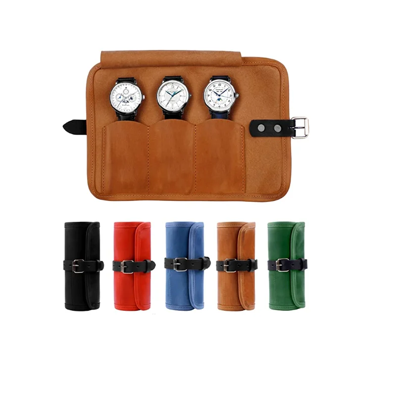 

2021 YY Personalized Leather Watch Roll Case Travel Rolled Watch Storage with Custom, Customized color