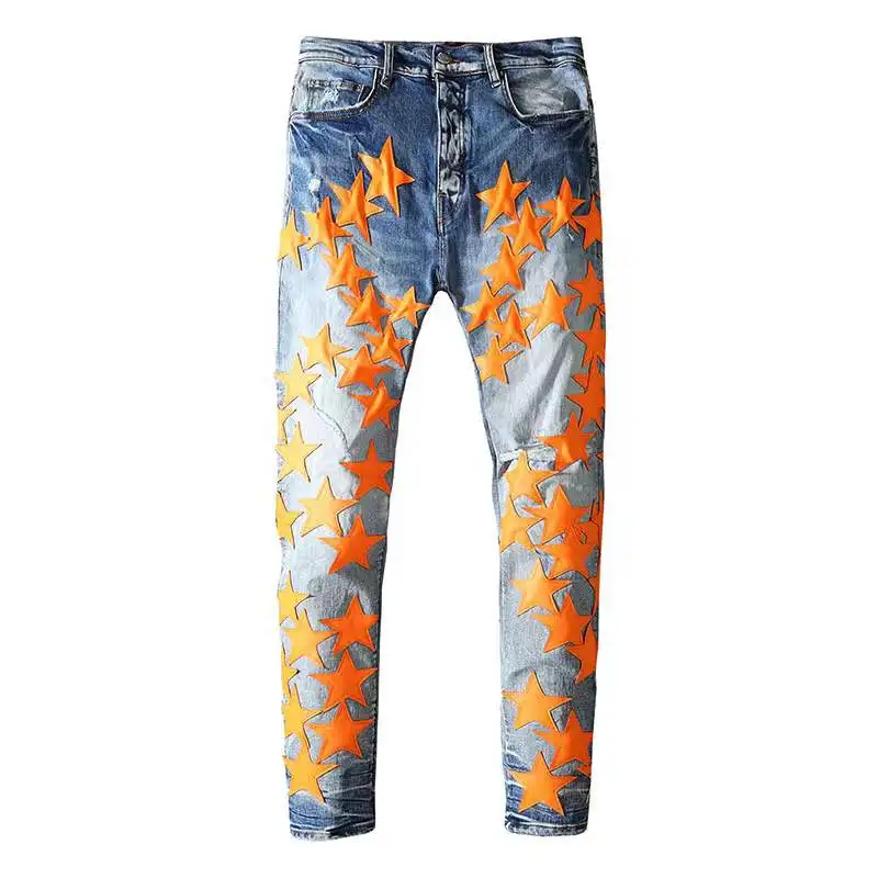 

2021 fall cut up jeans men 46 waist demin jeans, Customized