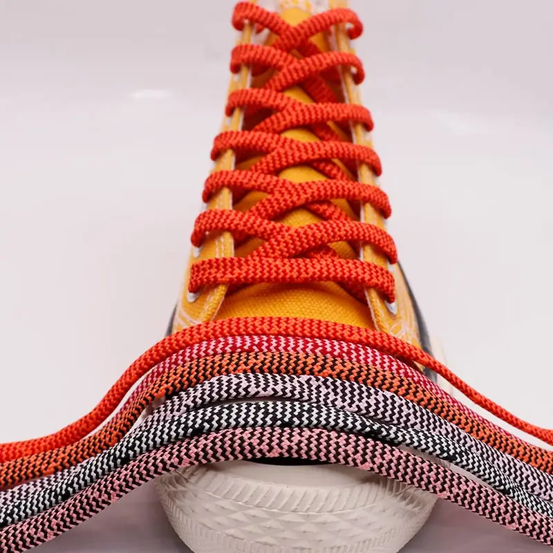 

Weiou Manufacturer Custom Flat Strings with wave knitted Twp Colors Mixed Pretty Good Polyester V-Shaped Shoe Laces, 12 colors in stock, support custom color