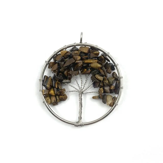 

Beaded Tiger Eye Tree of Life pendant