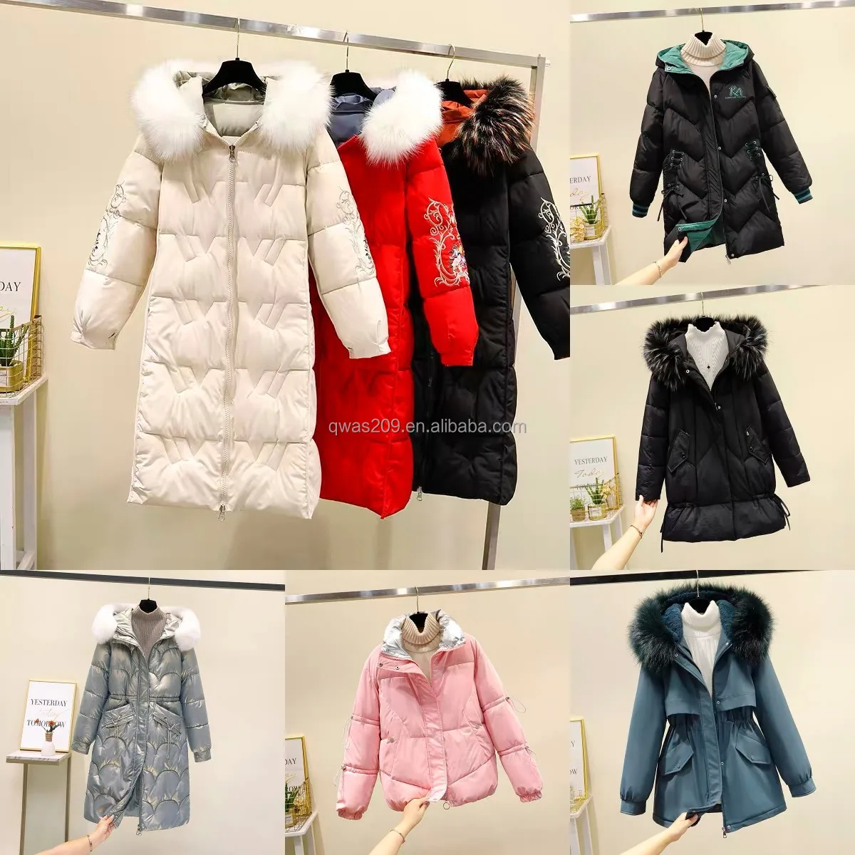 

Women's long down jacket made in China