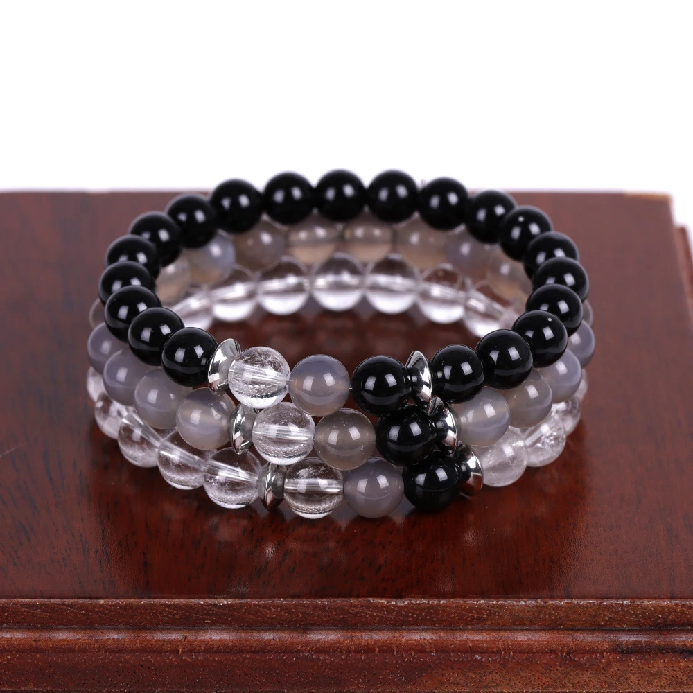 

2023 New Arrival Wholesale Men Jewelry Black Onyx Natural Stone Time Gemstone Bracelet for Women