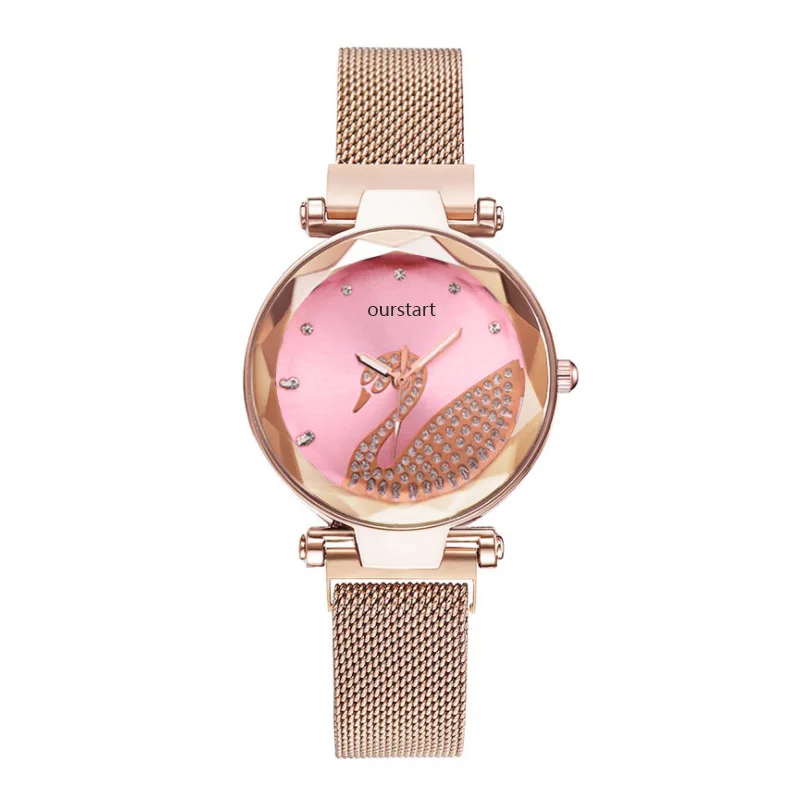 

New Design Korean Magnet Swan Fashion Beautiful Ladies Watch, Red, blue, black, , coffee ,pink,gold
