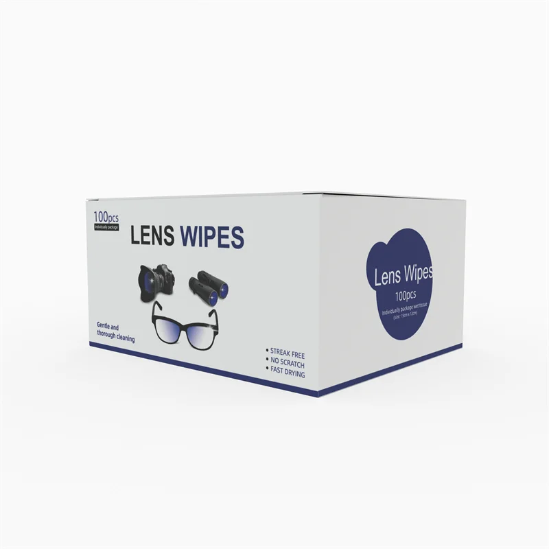 

Customized Single Wet Wipes Alcohol Free Lens Clean Wet Wipes, Blue