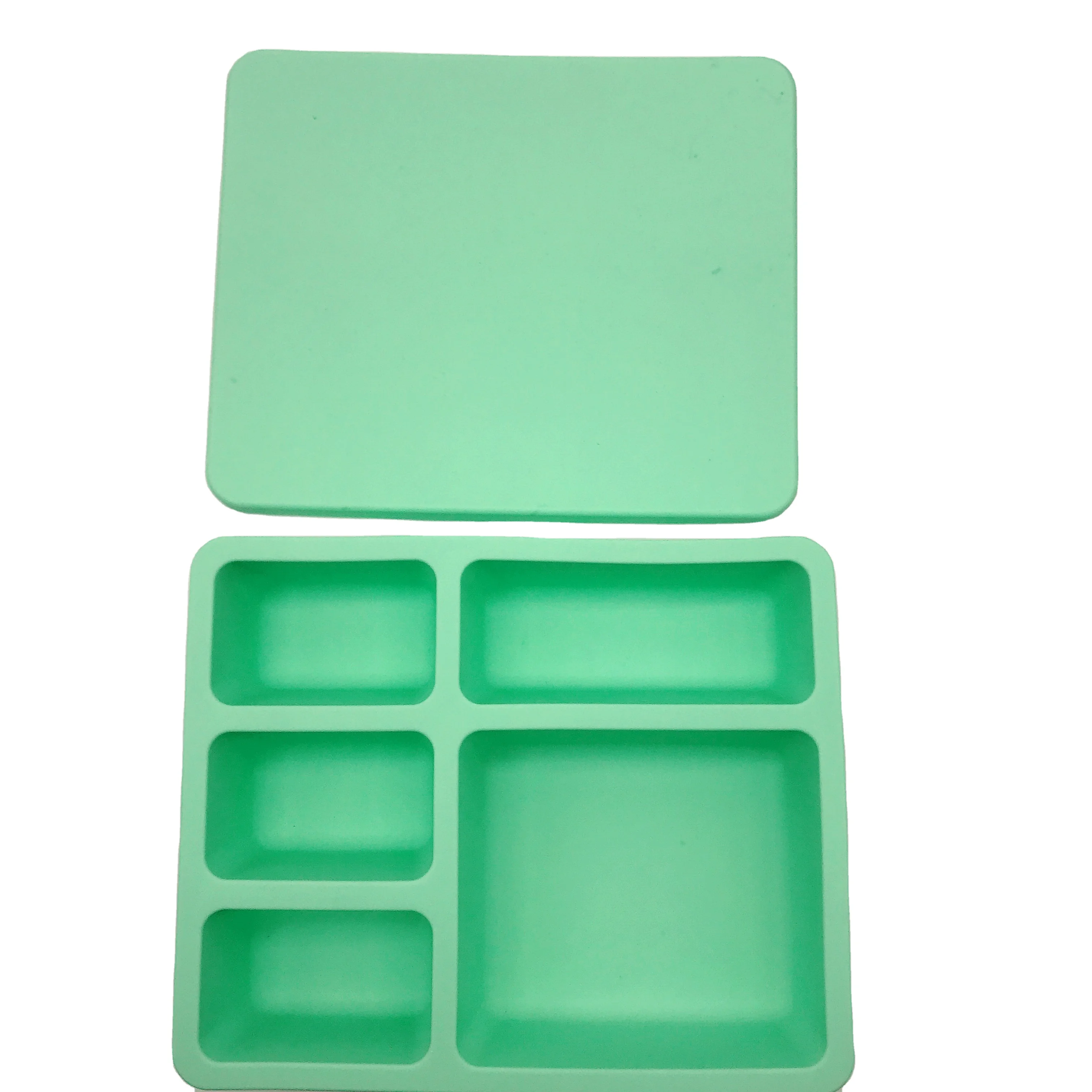 

microwaveable eco-friendly food container full silicone bento lunch box with 5 compartment, Customized color