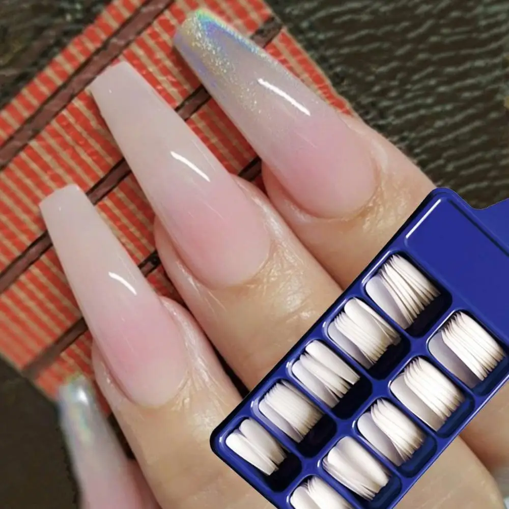 

100Pcs Acrylic Oval Professional Full Cover Nail Tips, Picture