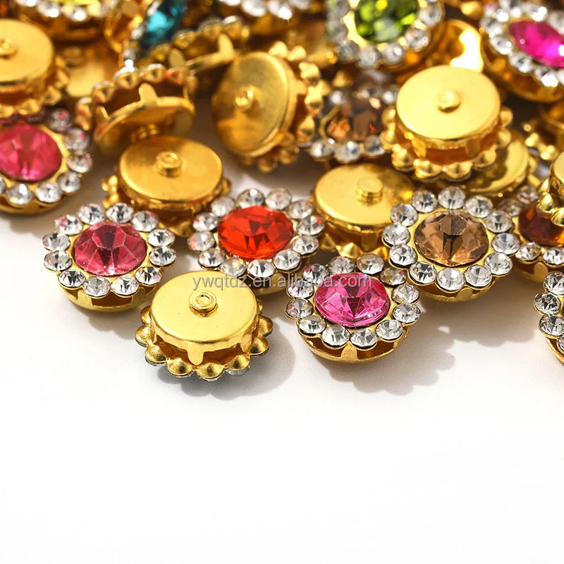 8/10/12mm Double Flower Water Diamond Crystal Flat Back Glass Sewing Garment Shoe Bag Nail Art Multi-color