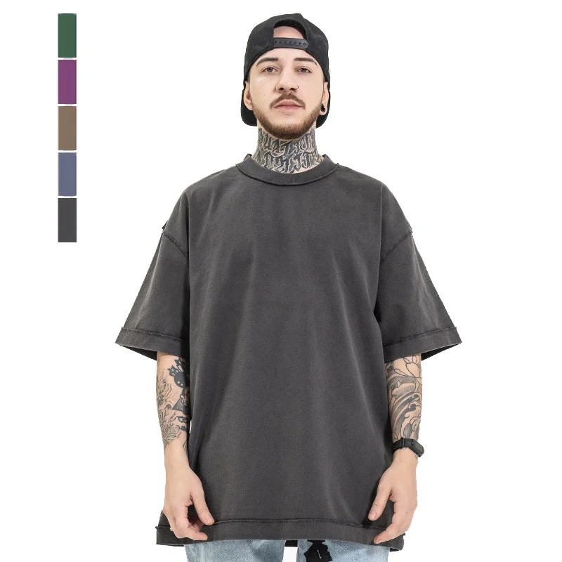 

Loose Fit T Shirts with Large Size Solid Color Drop Shoulder T-shirt Big and Tall Shirt Reverse Design Unique Fashion Shirt, Customized color