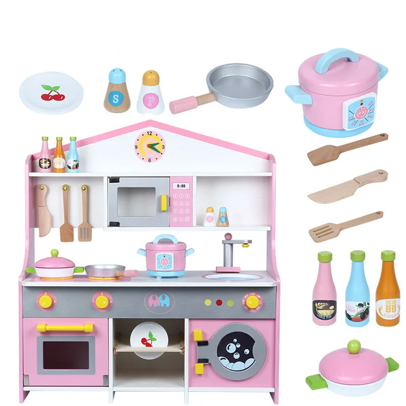 
CE Certified Fashion Eco-friendly Non-Toxic Hot Style Educational Pretend Play Toy Kids Wooden Kitchen Toy 