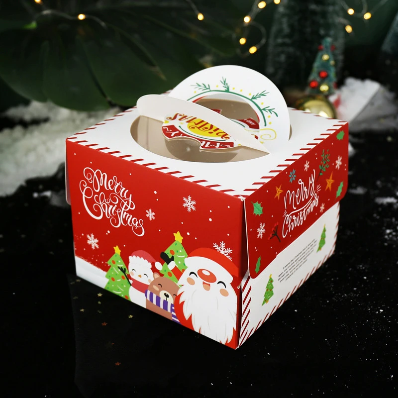 

Christmas square custom large white Plastic PET box clear transparent cardboard cake packing box in bulk wholesale packaging