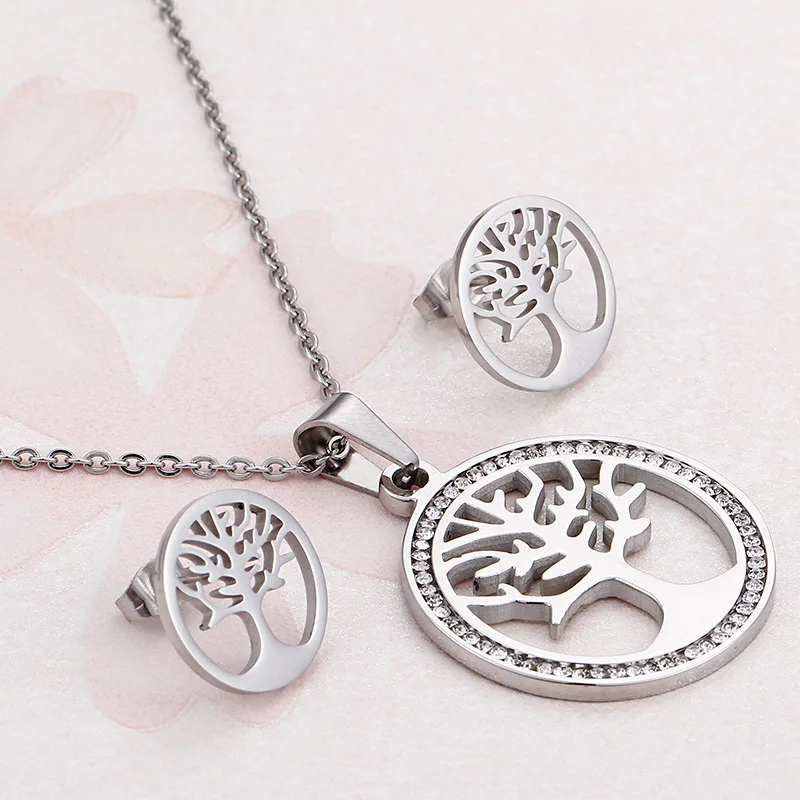 

Custom women's Chain Pendant zircon Christmas tree Stainless Steel Necklace
