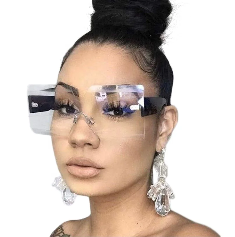 

Bigger Frame Women Trendy 2021ins style sun shades rimless square oversized Shades Sunglasses river