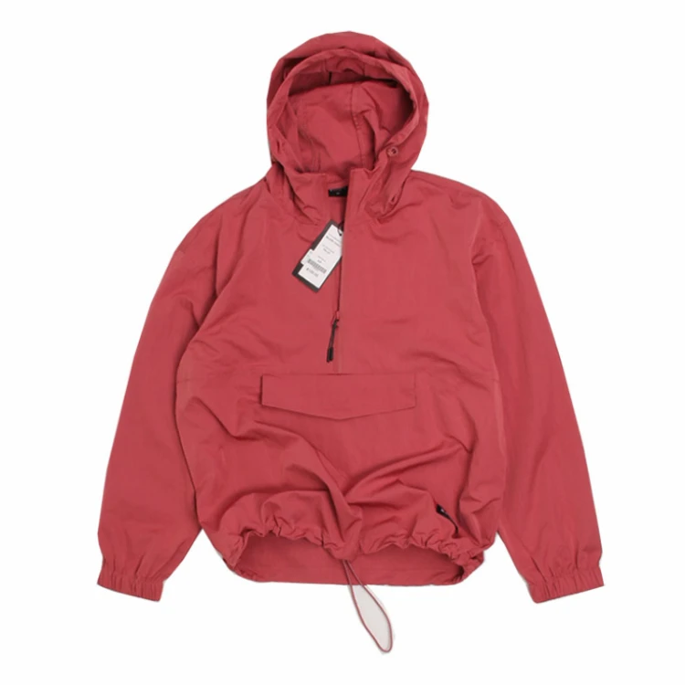 

75D polyester nylon fabric outdoor sports half zip hoodie light waterproof windbreaker pullover jacket women, Customizable