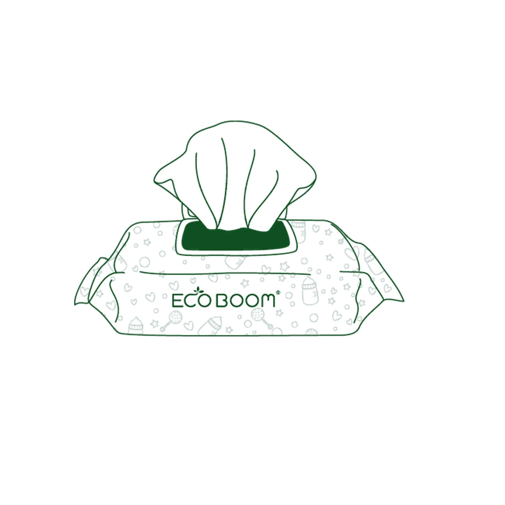

ECO BOOM 2021 Disposable Eco-Friendly hypoallergenic Organic Biodegradable Flushable Baby Wipes, Natural color