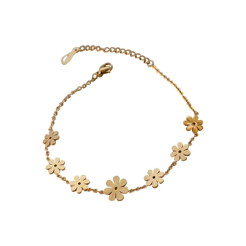 

Gold Zircon Flower Bracelet Small Fish New Bracelet Personality Design Simple Adjustable Bracelet