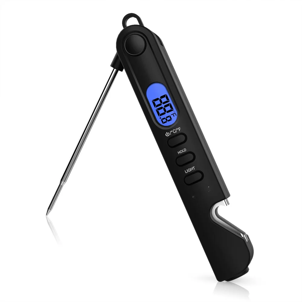 

BBQ instant read meat digital food kitchen cooking thermometer foldable, Black