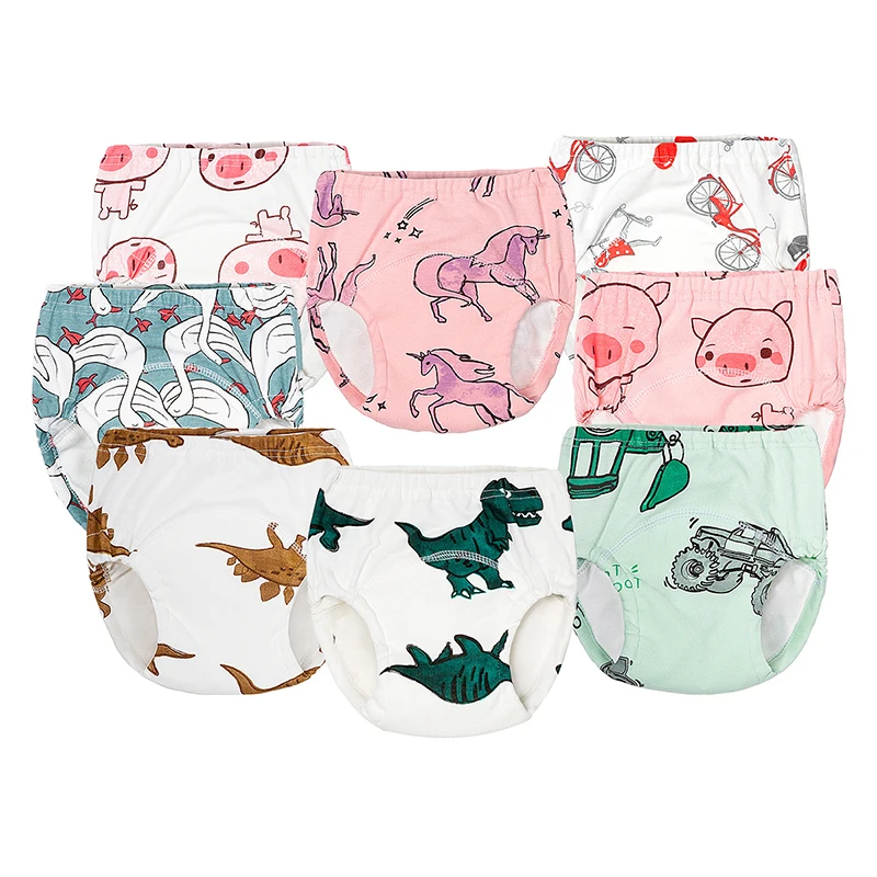 

Baby Cotton Training Pants Reusable Cloth Diaper Nappies Learning Panties Washable Infants Children Underwear, 8 colors optional