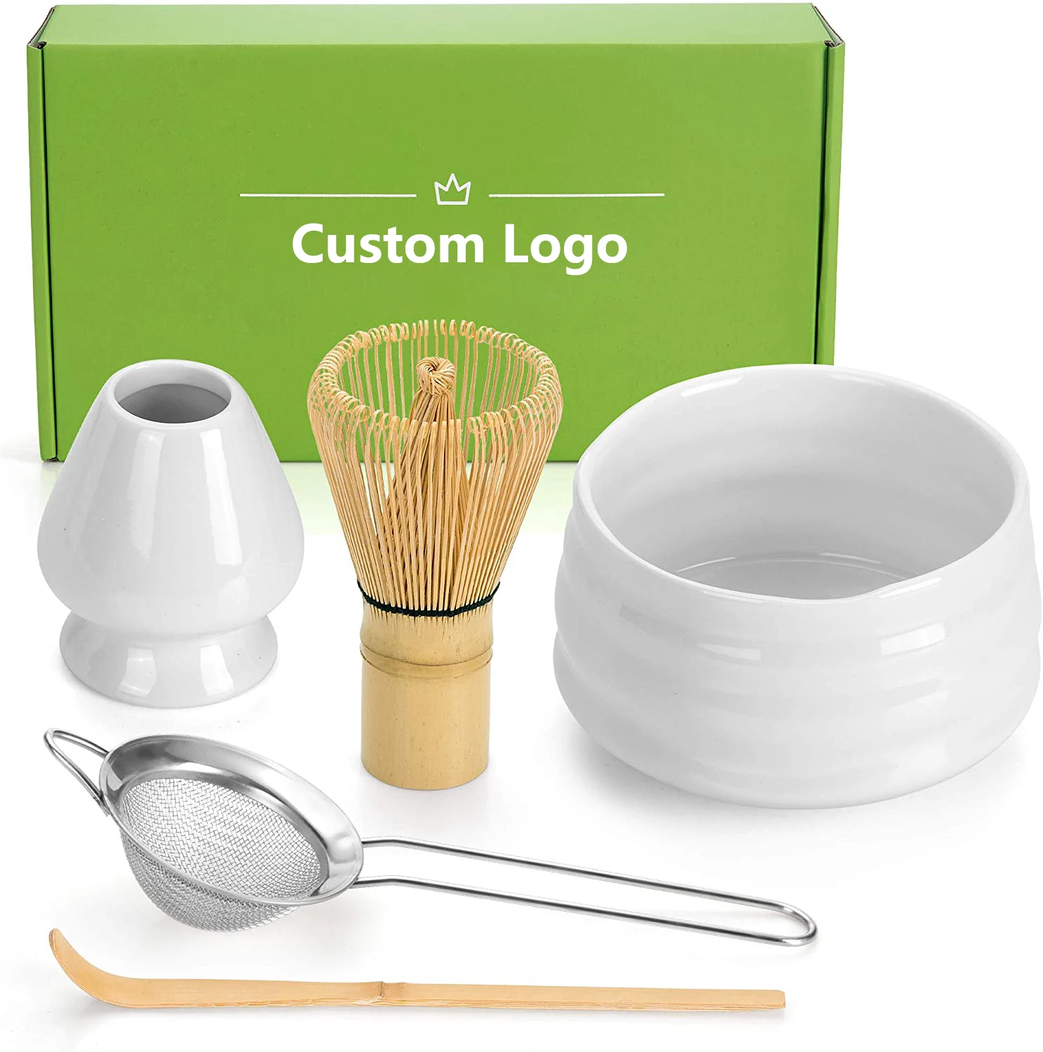 

Tiitee Wholesale Handmade Matcha Ceremony Kit With Matcha Whisk Traditional Bamboo Scoop Matcha Bowl Ceramic Whisk Holder, Natural bamboo color