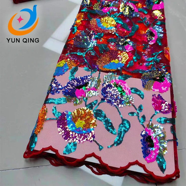

guipure african dress bridal nigerian french lace material mesh multi color sequin wedding fabrics for women
