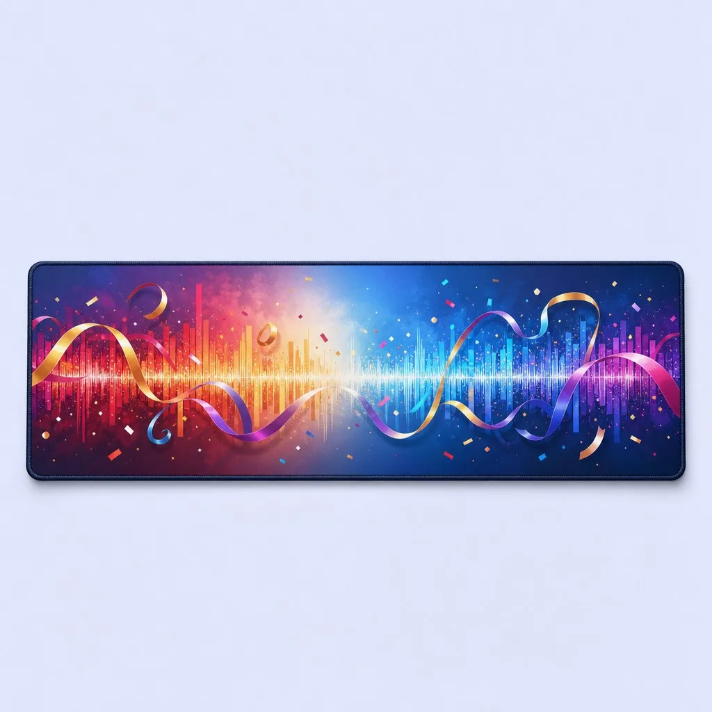 Panoramic Soundwave Nebula Gaming Desk Mat