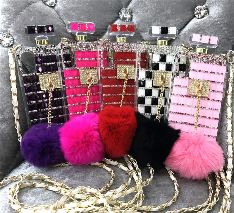 

Applicable FORiPhone EXs / 7/6SP rhinestone perfume bottle case with diamond hanging rope apple 8/ XR Bulb phone case ABS TPU PC