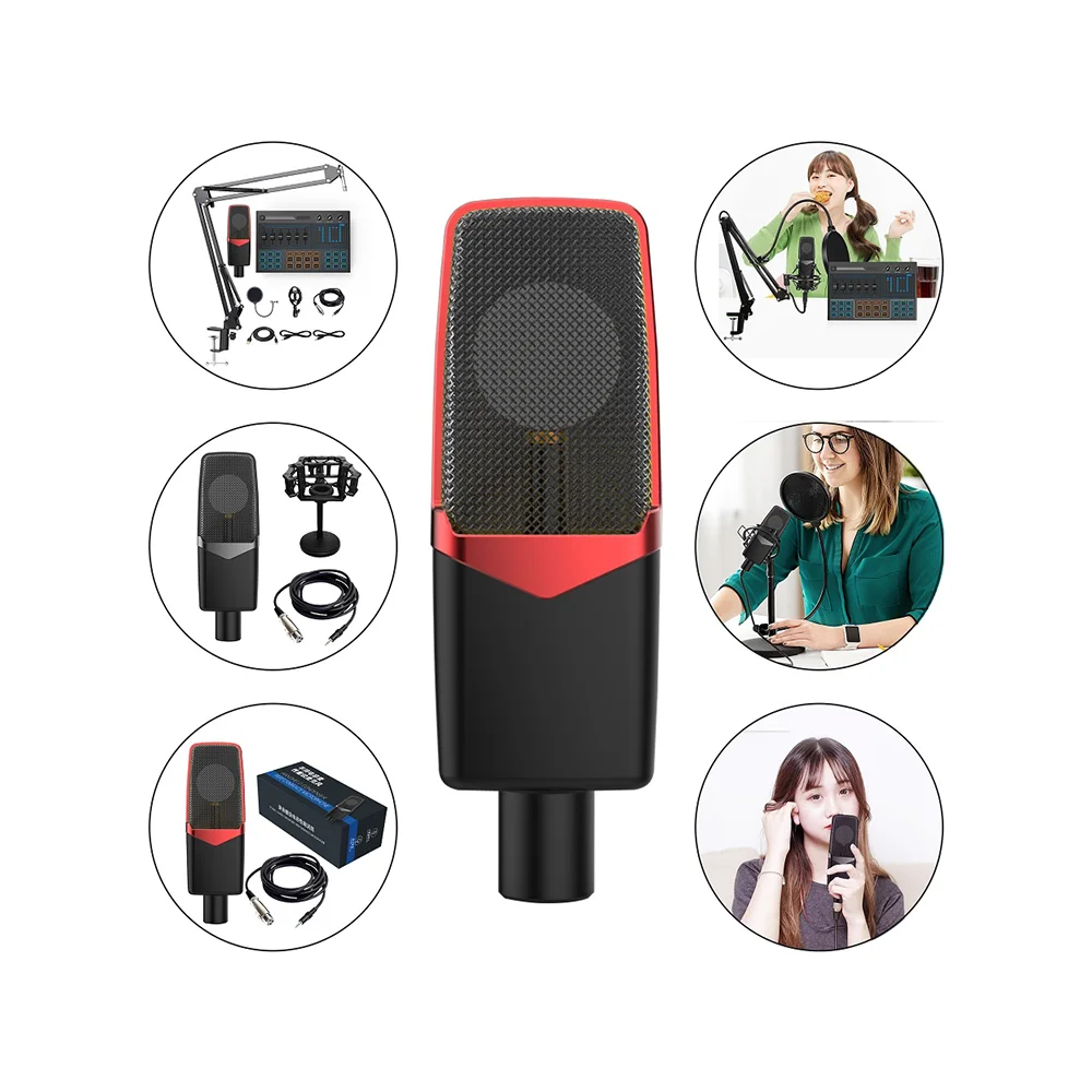 

Portable Audio Player Singing Speech Handheld Desktop Shock Mount Wired Condenser Recording Mike Mic Microphone