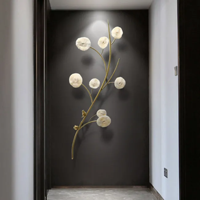 

Hallway Background Light Luxury Brass and Coral Combination Wall Decoration