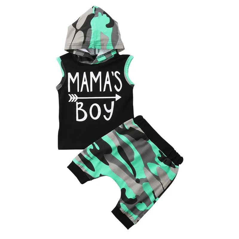 

Kids Clothing Sets Boys High Quality Summer Camouflage Sleeveless Hoodie long pants kids clothing 1-3 years baby boys cloth set