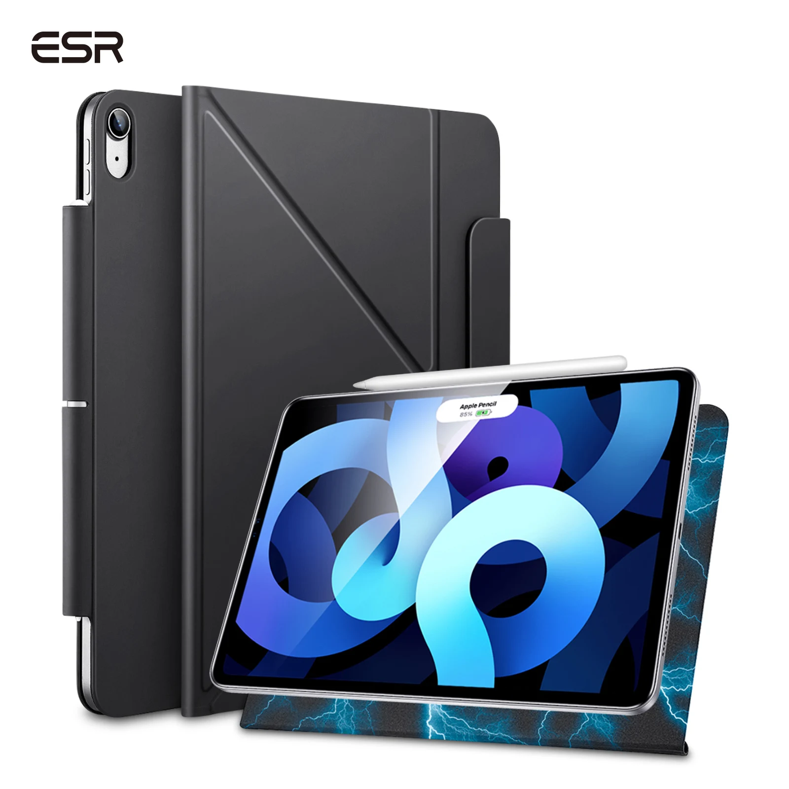 

ESR Magnetic Trifold tablet case for ipad Air 4th gen for ipad case support pencil magnetically to pair with hasp