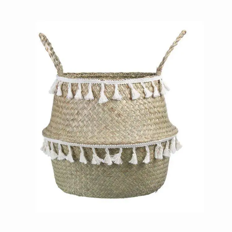 

Manufacturer Wholesale Belly Straw Basket Woven Seagrass Natural Rattan Handmade Storage Basket, Customized color