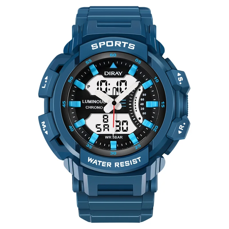 

2022 hot sale DIRAY-222AD fashion multifunctional dual time watch couple sport watch japan movement sports watch, Picture